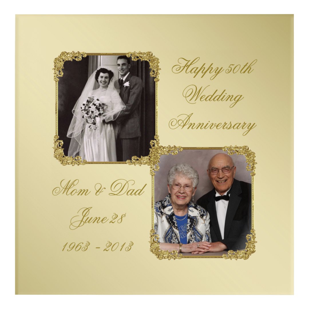 50th Golden Wedding Anniversary Photo Wall Art Zazzle