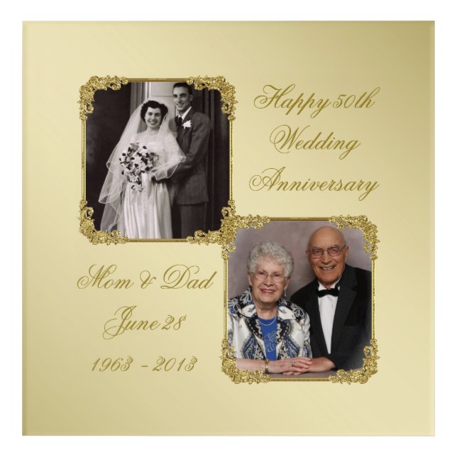50th Golden Wedding Anniversary Photo Wall Art (Front)