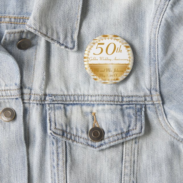 50th Golden Wedding Anniversary Pinback Button (In Situ)