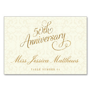 Golden Wedding Anniversary Table Cards Place Zazzle 50th Golden Wedding Anniversary Place Cards
