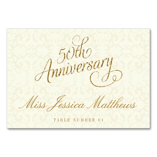 50th Golden Wedding Anniversary Place Cards | Zazzle.com