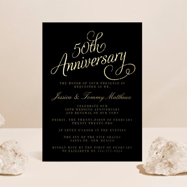 50th Golden Wedding Anniversary Real Foil Invitation (Creator Uploaded)