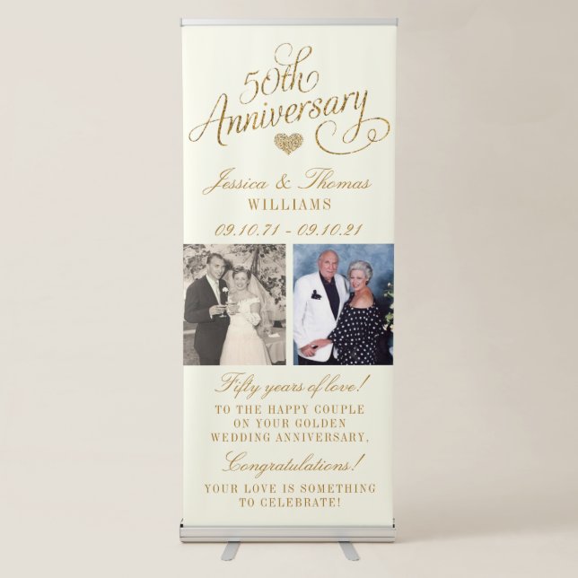 50th Golden Wedding Anniversary Retractable Banner (Front)