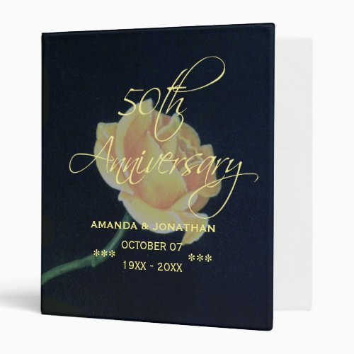 50th Golden Wedding Anniversary Rose 3 Ring Binder