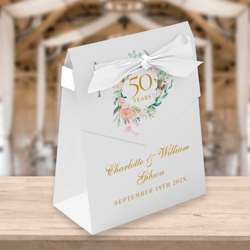 50th Golden Wedding Anniversary Roses Floral Favor Boxes