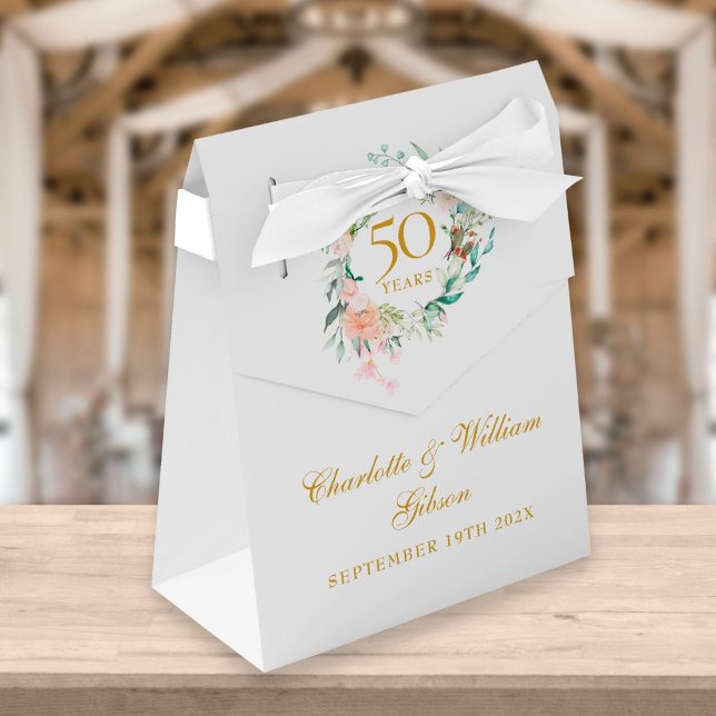 50th Golden Wedding Anniversary Roses Floral Favor Boxes (Creator Uploaded)