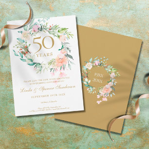 50th Golden Wedding Anniversary Roses Garland  Save The Date