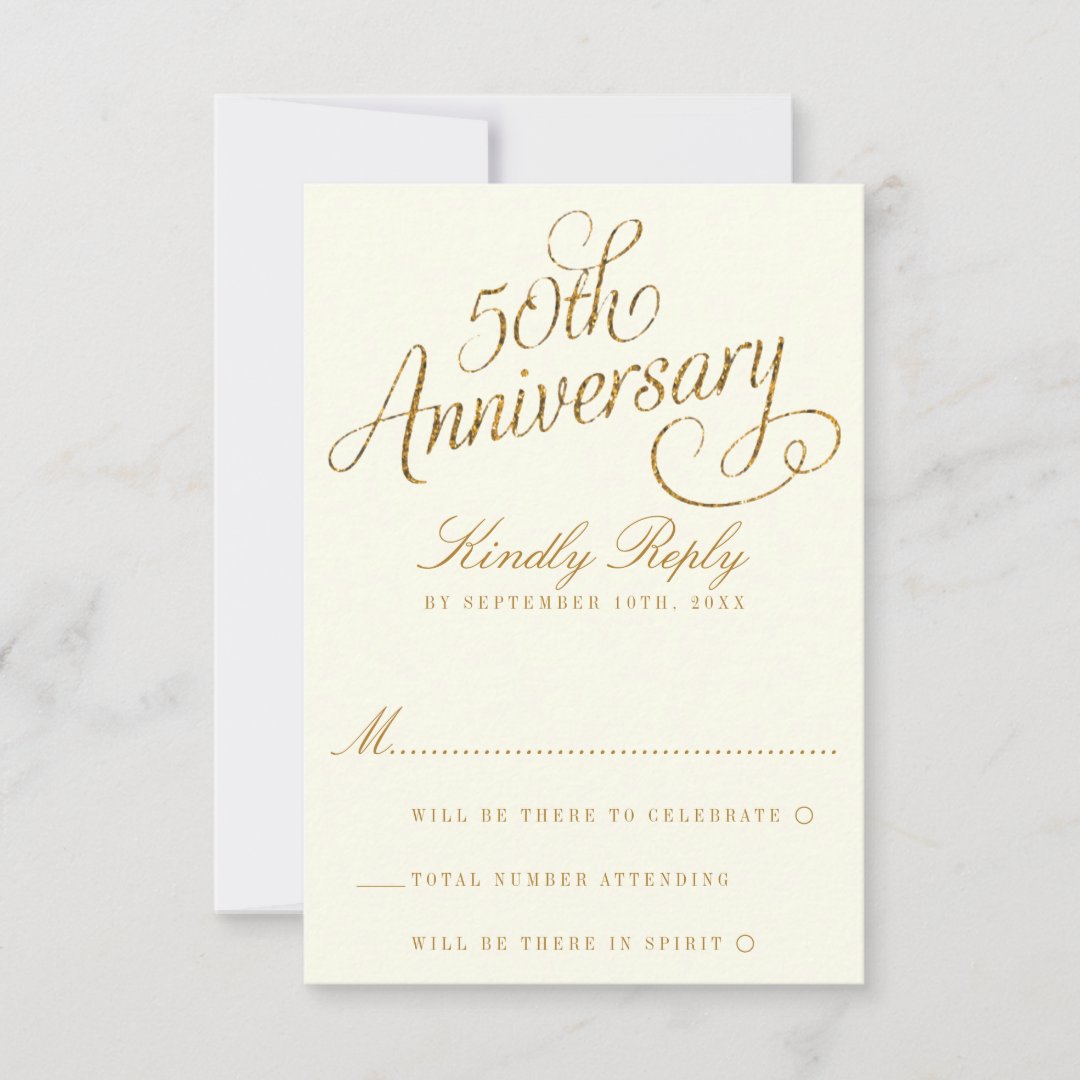 50th Golden Wedding Anniversary RSVP Card | Zazzle