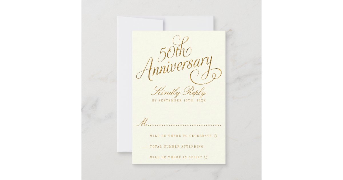 50th Golden Wedding Anniversary RSVP Card | Zazzle