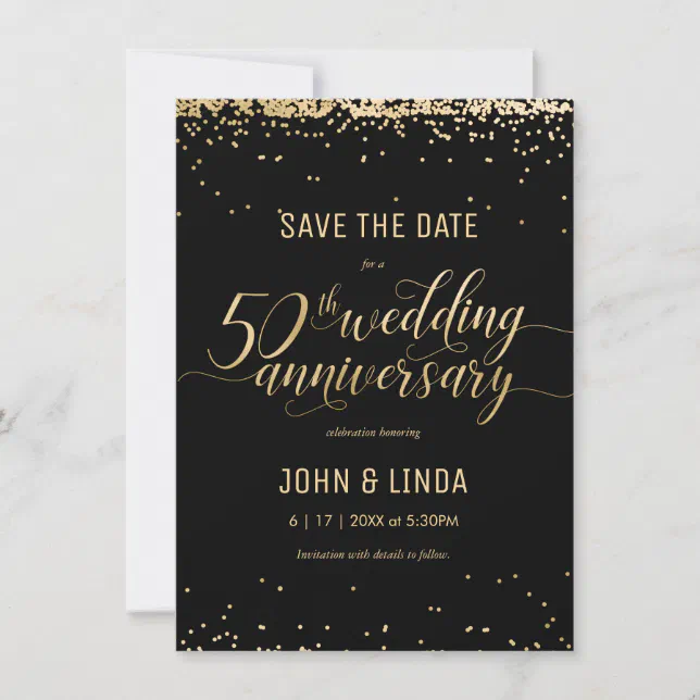 50th Golden Wedding Anniversary Save The Date Invitation | Zazzle