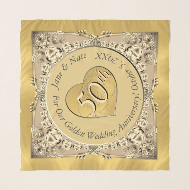 50th Golden Wedding Anniversary  Scarf (Front)