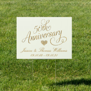 50th Golden Wedding Anniversary Sign