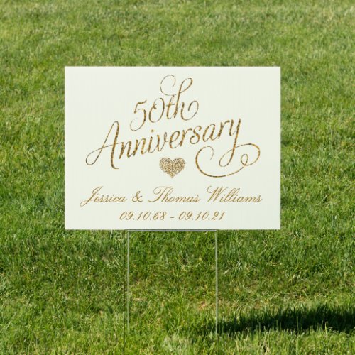 50th Golden Wedding Anniversary Sign