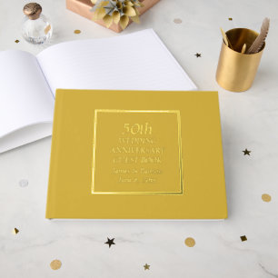50th Golden Wedding Anniversary Simple Stylized Foil Guest Book