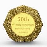 50th Golden Wedding Anniversary Sparkle Gold Glam Acrylic Award<br><div class="desc">50th Wedding Anniversary golden acrylic award. Personalize it with your date,  anniversary,  and names.</div>