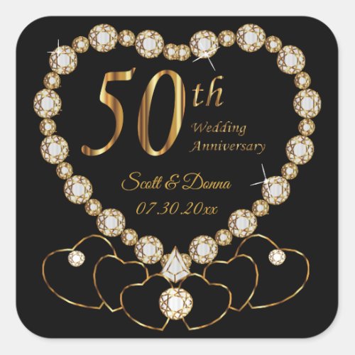 50th Golden Wedding Anniversary Square Sticker