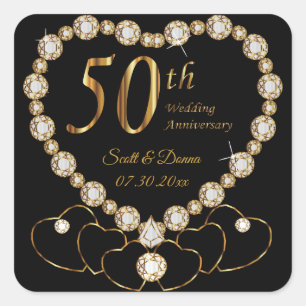 50th Golden Wedding Anniversary Square Sticker