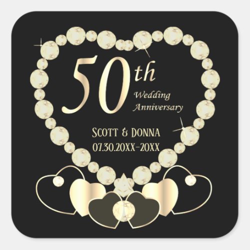 50th Golden Wedding Anniversary Square Sticker