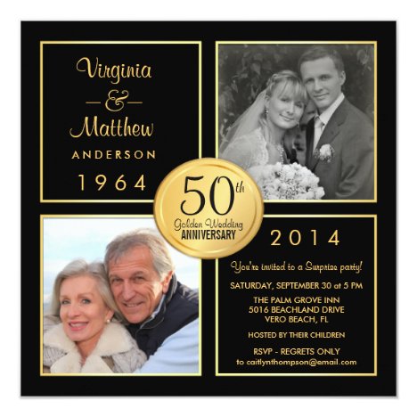 50th Golden Wedding Anniversary Surprise Party Card