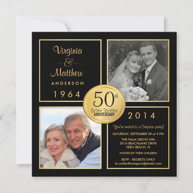 50th Golden Wedding Anniversary Surprise Party Invitation (Front)