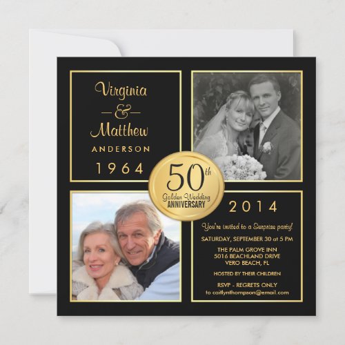 50th Golden Wedding Anniversary Surprise Party Invitation