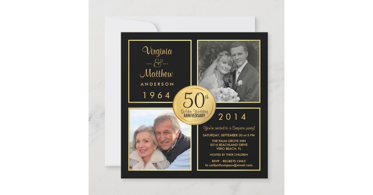 50th Golden Wedding Anniversary Surprise Party Invitation | Zazzle