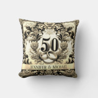50th Golden Wedding Anniversary Throw Pillow