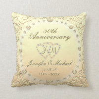 50th Golden Wedding Anniversary Throw Pillow