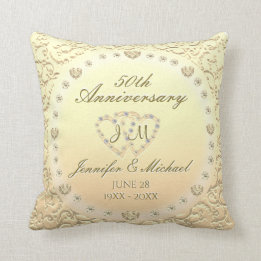 50th Golden Wedding Anniversary Throw Pillow