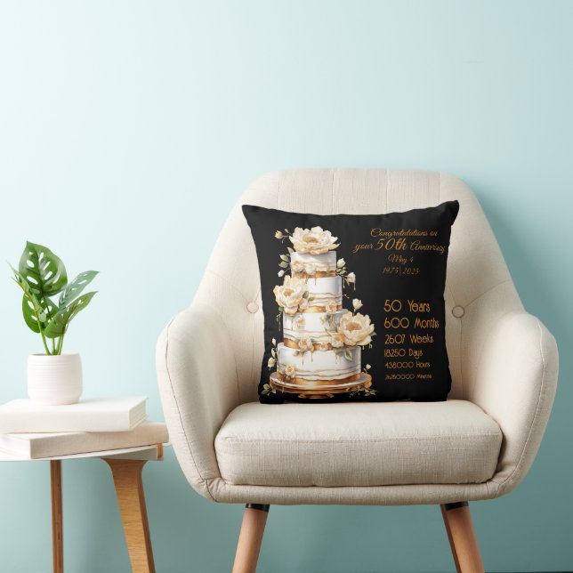 50th Golden Wedding Anniversary  Throw Pillow (Chair)