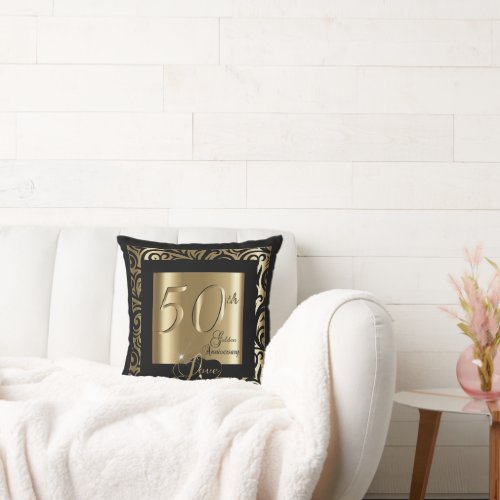 50th Golden Wedding Anniversary Throw Pillow