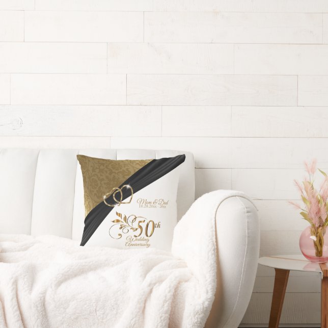 50th Golden Wedding Anniversary Throw Pillow (Couch)