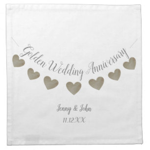 50th Golden Wedding Anniversary white bunting Cloth Napkin