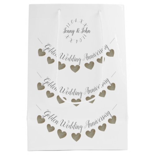 50th Golden Wedding Anniversary white Medium Gift Bag