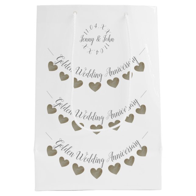 50th Golden Wedding Anniversary white Medium Gift Bag (Back)