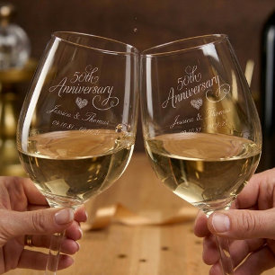 50th Golden Wedding Anniversary Wine Glass