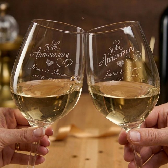 50th Golden Wedding Anniversary Wine Glass (Creator Uploaded)