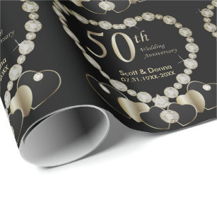 50th Golden Wedding Anniversary Wrapping Paper