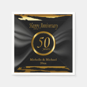 50th Golden Wedding Anniversary Zebra Stripes Paper Napkins