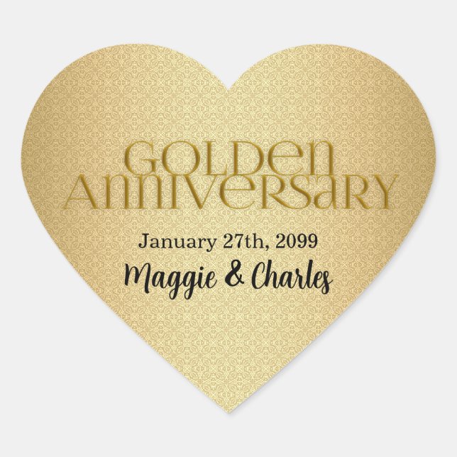 50th Golden Wedding Annivsersary Heart Sticker (Front)