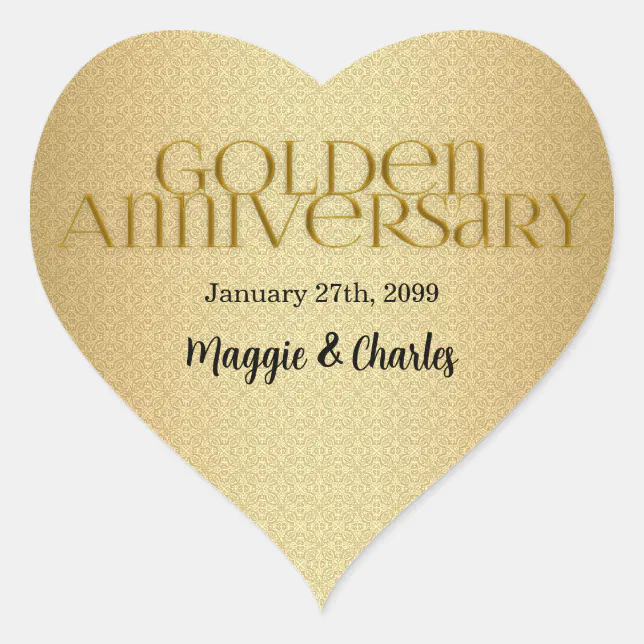 50th Golden Wedding Annivsersary Heart Sticker Zazzle