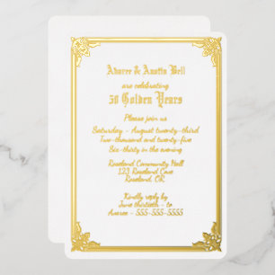 50th Golden Wedding Invitation Foil Invitation