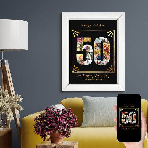 50th Golden Wedding Personalized Photo Collage Poster