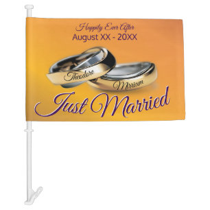 50th ✨💛 Golden Wedding Rings Anniversary Car Flag