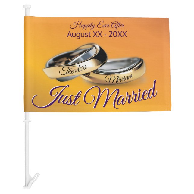50th ✨💛 Golden Wedding Rings Anniversary Car Flag (Front)
