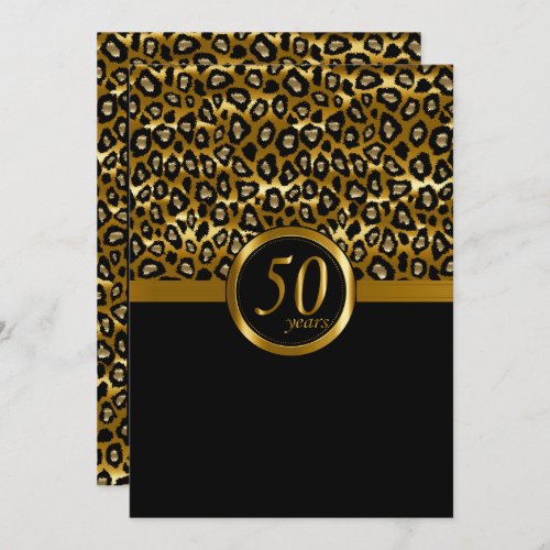 50th Golden Year Leopard Pattern Anniversary Invitation