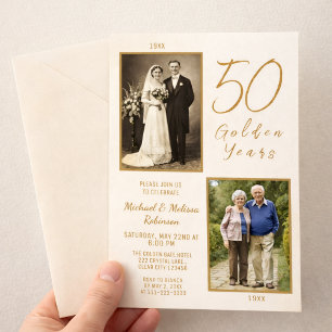 50th Golden Years Photo Anniversary  Magnetic Invitation