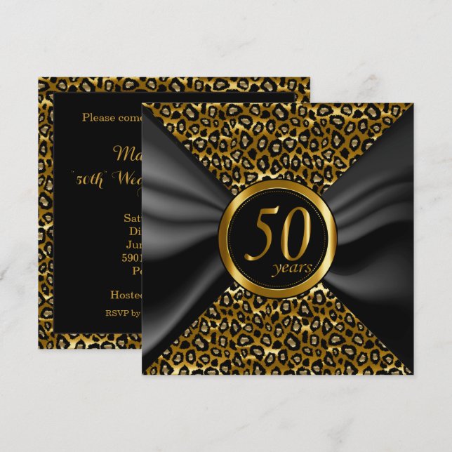 50th Golden Years with Black Satin Invitation (Front/Back)