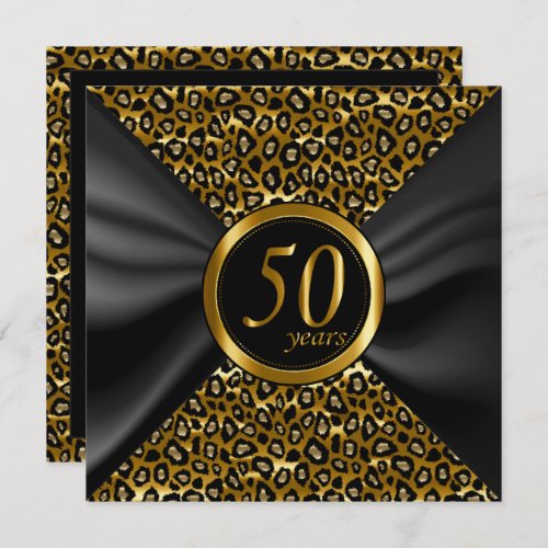 50th Golden Years with Black Satin Invitation