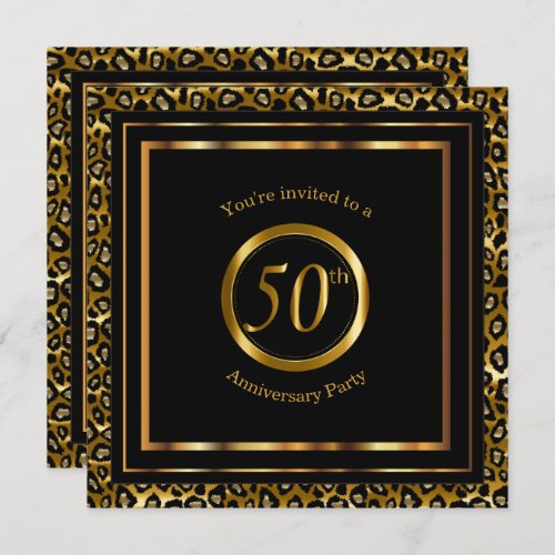 50th Golden Years with Leopard Pattern Invitation